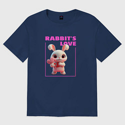 Футболка оверсайз женская Любовь кролика, цвет: тёмно-синий