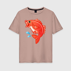 Женская футболка оверсайз Красный лещ морской