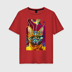 Женская футболка оверсайз Модерновый кот - нейросеть - art