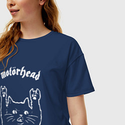 Футболка оверсайз женская Motorhead рок кот, цвет: тёмно-синий — фото 2