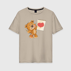 Женская футболка оверсайз Влюблённый мишка арт