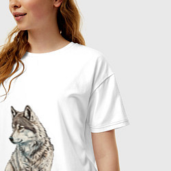 Футболка оверсайз женская Серая волчица, цвет: белый — фото 2