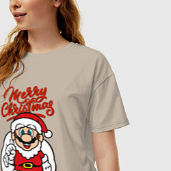 Футболка оверсайз женская Christmas Mario, цвет: миндальный — фото 2