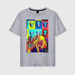 Женская футболка оверсайз Andy Warhol and neural network - collaboration