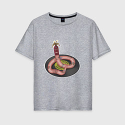 Женская футболка оверсайз Old school worm