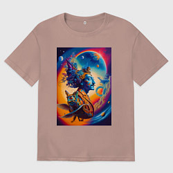 Женская футболка оверсайз Salvador Dali - space portrait - neural network