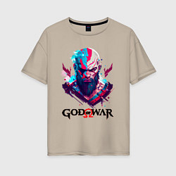 Футболка оверсайз женская God of War, Kratos, цвет: миндальный