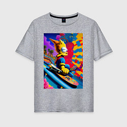 Женская футболка оверсайз Барт Симпсон скейтбордист - нейросеть