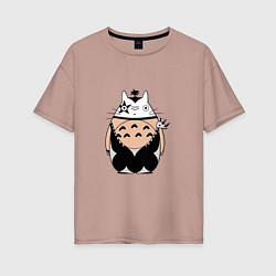 Женская футболка оверсайз Totoro рокер