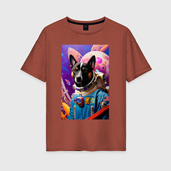 Женская футболка оверсайз Пёс космонавт - нейросеть