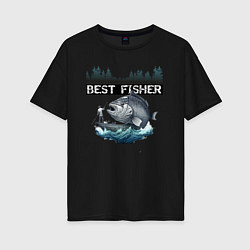 Женская футболка оверсайз Лучший рыбак года