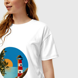 Футболка оверсайз женская Маяк на закате, цвет: белый — фото 2
