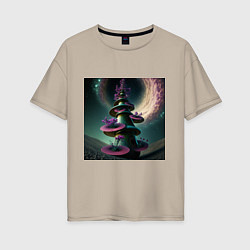 Женская футболка оверсайз Космическая клумба