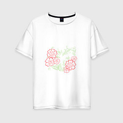 Женская футболка оверсайз Сердце из цветов