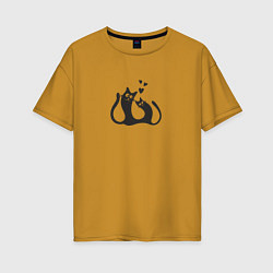 Женская футболка оверсайз Влюбленные коты