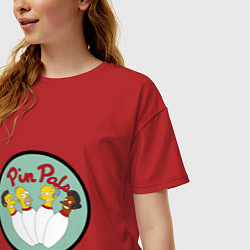 Футболка оверсайз женская Simpsons bowling, цвет: красный — фото 2