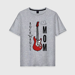Женская футболка оверсайз Rocknroll mom с гитарой