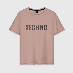 Женская футболка оверсайз Techno надпись плиткой
