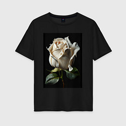 Женская футболка оверсайз Белая роза