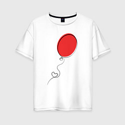 Женская футболка оверсайз Красный воздушный шарик с сердцем