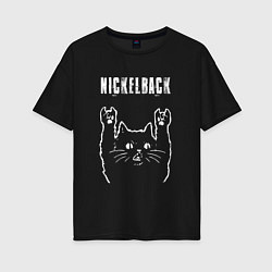 Женская футболка оверсайз Nickelback рок кот