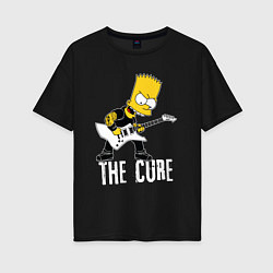 Женская футболка оверсайз The Cure Барт Симпсон рокер