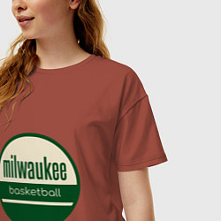 Футболка оверсайз женская Milwaukee basketball, цвет: кирпичный — фото 2