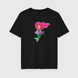 Женская футболка оверсайз Русалочка с рыбкой