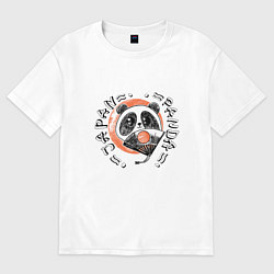 Футболка оверсайз женская Японская панда, цвет: белый