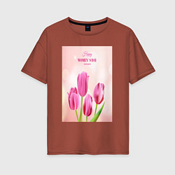 Женская футболка оверсайз Цветы 8 марта