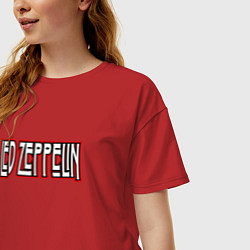 Футболка оверсайз женская Led Zeppelin логотип, цвет: красный — фото 2