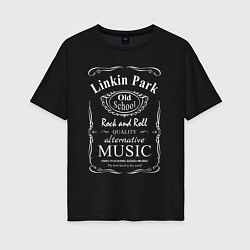 Футболка оверсайз женская Linkin Park в стиле Jack Daniels, цвет: черный