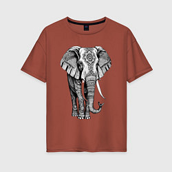 Женская футболка оверсайз Нарисованный слон