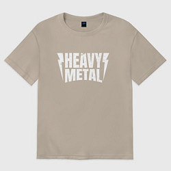 Футболка оверсайз женская Heavy metal надпись с молниями, цвет: миндальный
