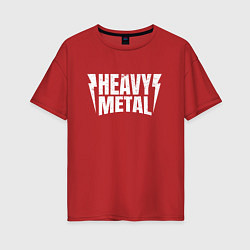 Женская футболка оверсайз Heavy metal надпись с молниями