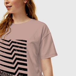 Футболка оверсайз женская Minimal надпись и полосы, цвет: пыльно-розовый — фото 2