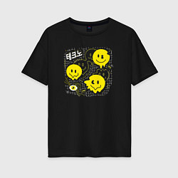 Футболка оверсайз женская Positive emoticons, цвет: черный