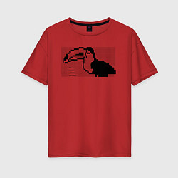 Футболка оверсайз женская Le toucan has arrived - Twitch ASCII art, цвет: красный