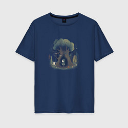 Женская футболка оверсайз Пугающий лес