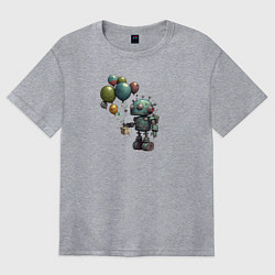Женская футболка оверсайз Робот с шариками