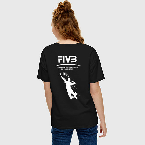 Женская футболка оверсайз Международная федерация волейбола FIVB / Черный – фото 4