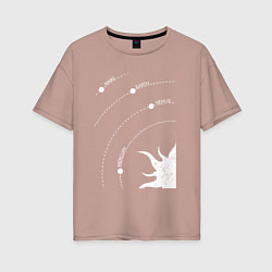 Женская футболка оверсайз Солнце и планеты по орбитам
