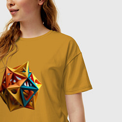Футболка оверсайз женская Геометрический многоугольник, цвет: горчичный — фото 2