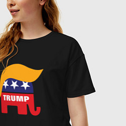 Футболка оверсайз женская Trump elephant, цвет: черный — фото 2