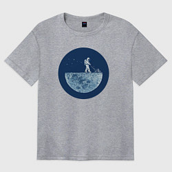 Футболка оверсайз женская Космонавт с газонокосилкой, цвет: меланж