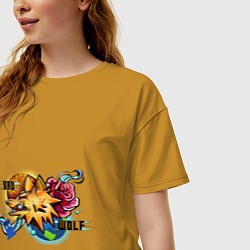 Футболка оверсайз женская Мой злой волк, цвет: горчичный — фото 2