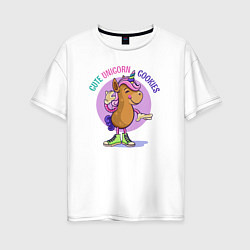 Женская футболка оверсайз Cute unicorn cookies