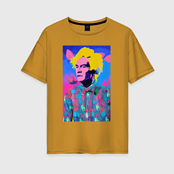 Женская футболка оверсайз Andy Warhol - self-portrait - pop art
