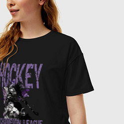 Футболка оверсайз женская Hockey жизнь на льду, цвет: черный — фото 2