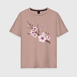 Женская футболка оверсайз Ветка сакуры - весна - Япония